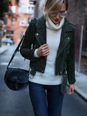 Lucky Brand deep green suede moto jacket XS